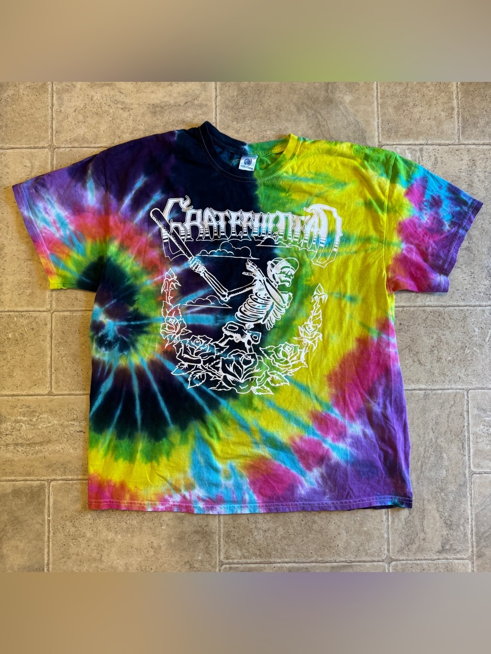 Grateful Dead baseball tie-dye cotton shirt XL colortone